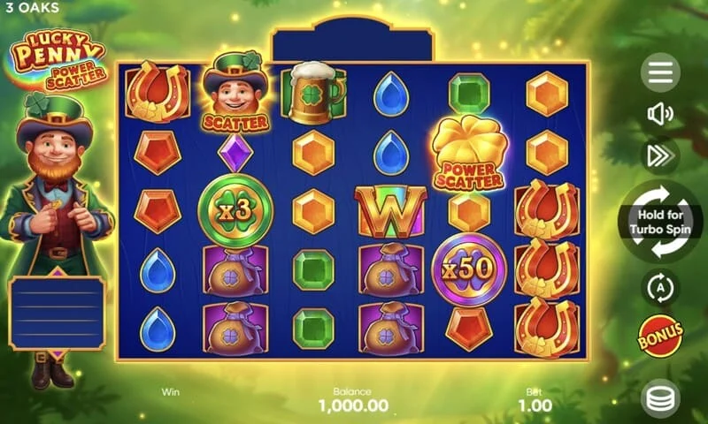 Lucky Penny Power Scatter - Power Scatter na simbolo na may gintong barya at backlight